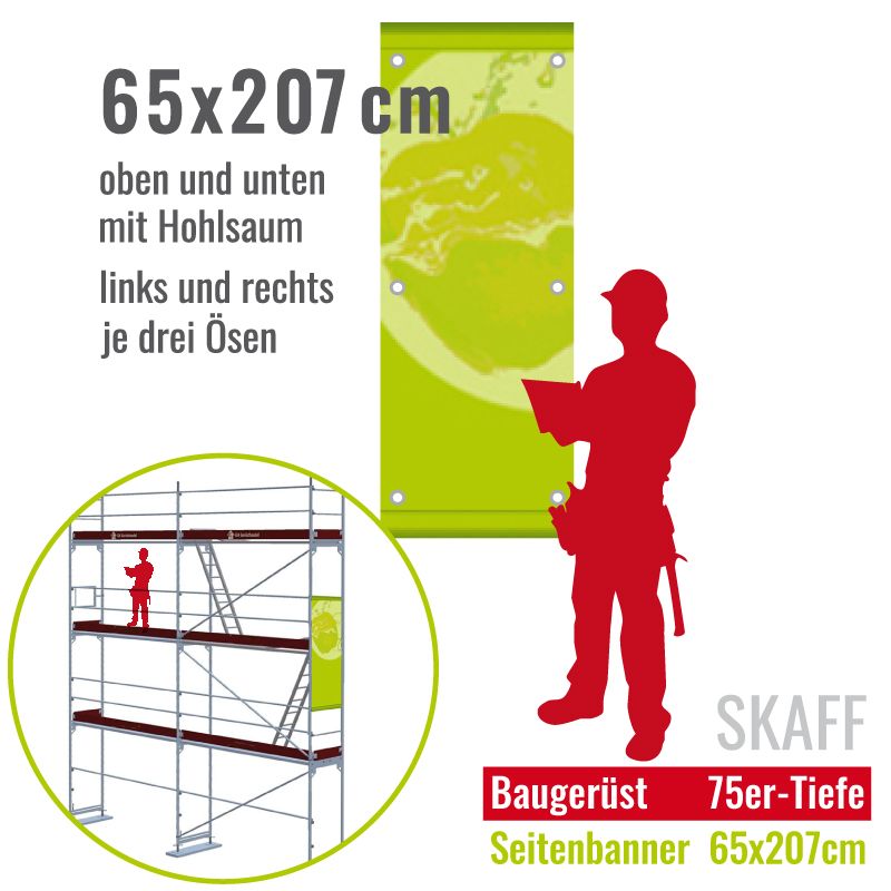 Baugerüstbanner mit Hohlsaum650x207cm Baugerüstbanner mit Hohlsaum650x207cm